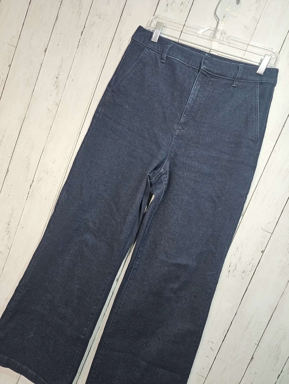 Ann Taylor Women's The Trouser Denim Wide Leg High Rise Jeans Size 8 Dark Wash. - Picture 3 of 8